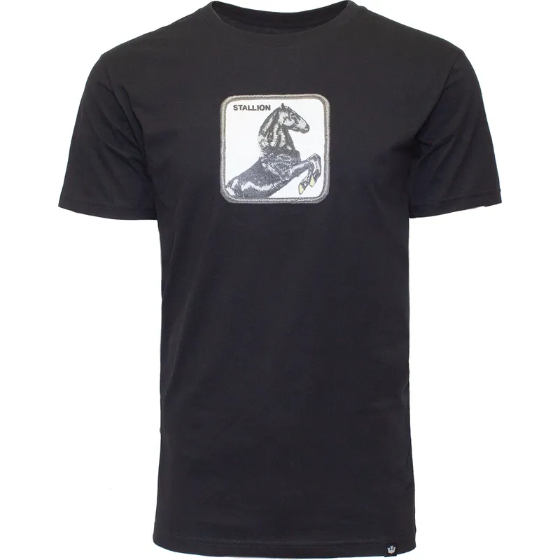 magliette-manica-corta-nero-dei-camiseta-manga-corta-negra-caballo-stallion-stud-the-farm-the-farm-di-goorin-bros