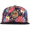 djinns-flat-brim-peacock-linen-multicolor-snapback-cap