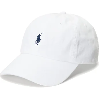 Cappellino curvo bianco regolabile con logo blu Cotton Chino Classic Sport di Polo Ralph Lauren