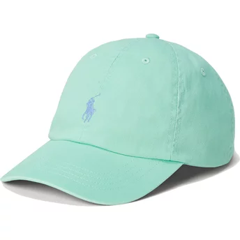 Polo Ralph Lauren Curved Brim Blue Logo Cotton Chino Classic Sport Light Green Adjustable Cap