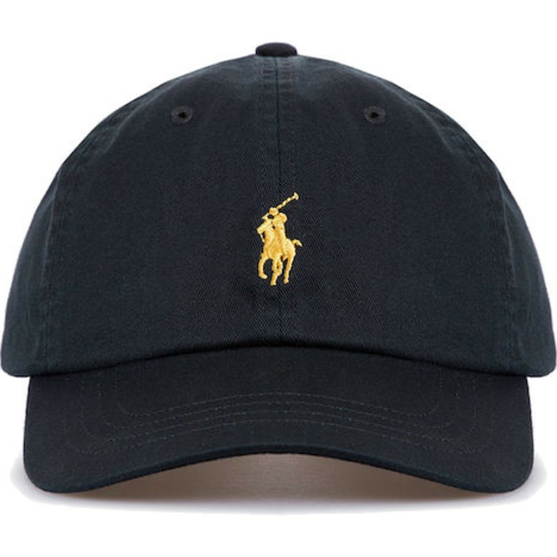 polo-ralph-lauren-curved-brim-golden-logo-cotton-chino-classic-sport-black-adjustable-cap