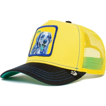 cappellino-trucker-giallo-e-nero-cane-labrador-retriever-loyal-doggy-trip-the-farm-di-goorin-bros