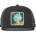 cappello-piatto-trucker-nero-e-blu-son-goku-super-saiyan-blue-sa1-dragon-ball-di-capslab