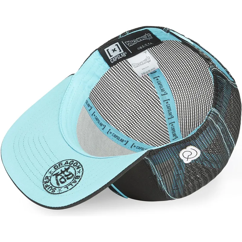 cappello-piatto-trucker-nero-e-blu-son-goku-super-saiyan-blue-sa1-dragon-ball-di-capslab