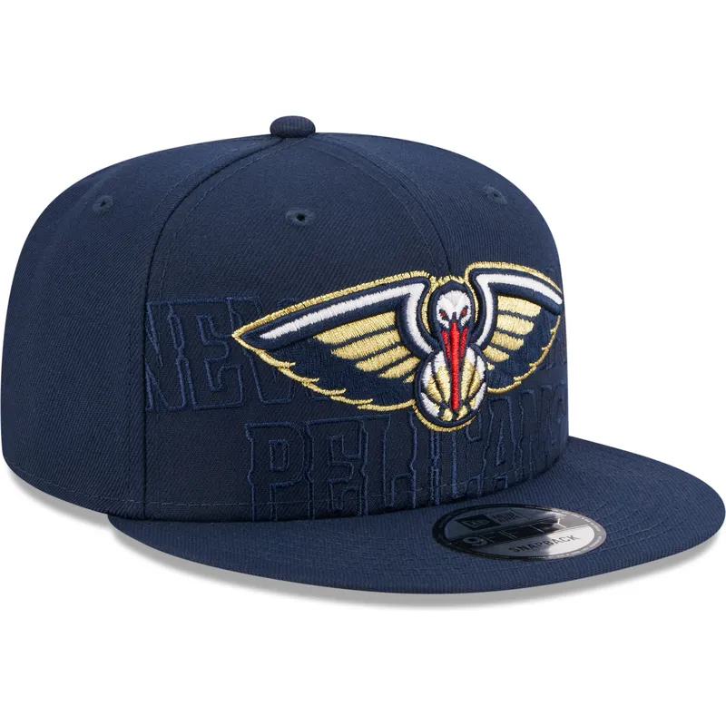 cappello-piatto-blu-navy-snapback-9fifty-draft-edition-2023-dei-new-orleans-pelicans-nba-di-new-era
