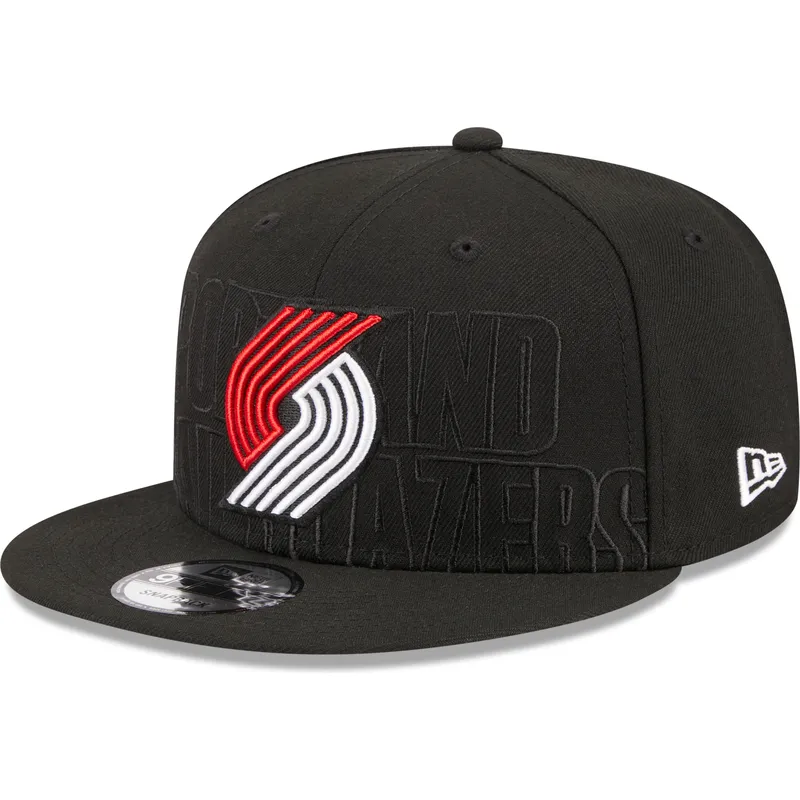 cappello-piatto-nero-snapback-9fifty-draft-edition-2023-dei-portland-trail-blazers-nba-di-new-era