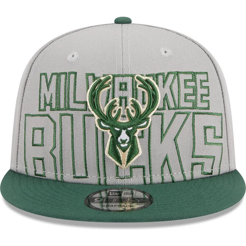 cappello-piatto-grigio-e-verde-snapback-9fifty-draft-edition-2023-di-milwaukee-bucks-nba-di-new-era