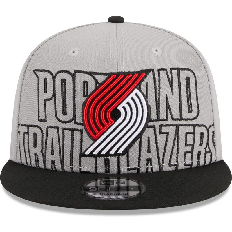 cappello-piatto-grigio-e-nero-snapback-9fifty-draft-edition-2023-di-portland-trail-blazers-nba-di-new-era