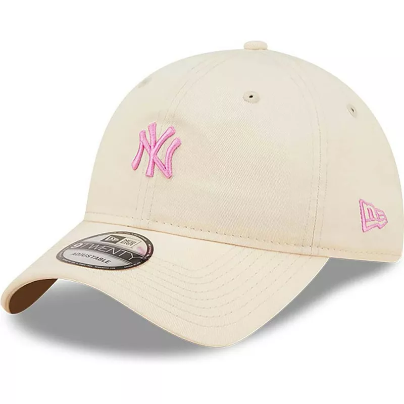 new-era-curved-brim-pink-logo-9twenty-mini-logo-new-york-yankees-mlb-light-pink-adjustable-cap