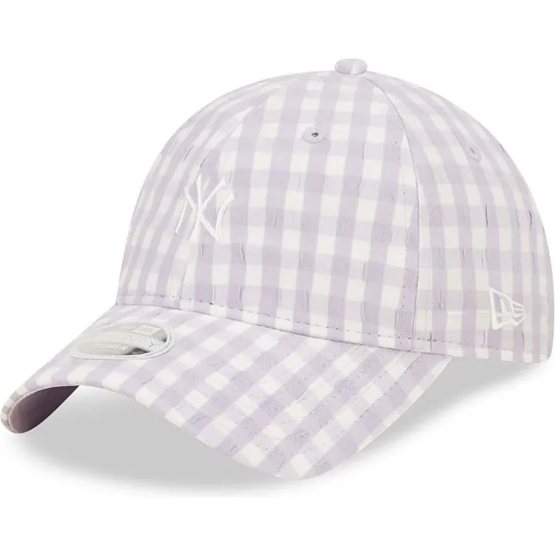 cappellino-con-visiera-curva-viola-chiaro-regolabile-da-donna-9twenty-gingham-dei-new-york-yankees-mlb-di-new-era