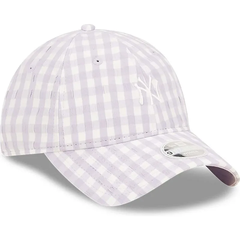 cappellino-con-visiera-curva-viola-chiaro-regolabile-da-donna-9twenty-gingham-dei-new-york-yankees-mlb-di-new-era
