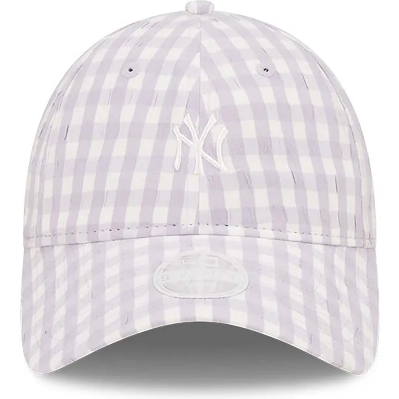 cappellino-con-visiera-curva-viola-chiaro-regolabile-da-donna-9twenty-gingham-dei-new-york-yankees-mlb-di-new-era