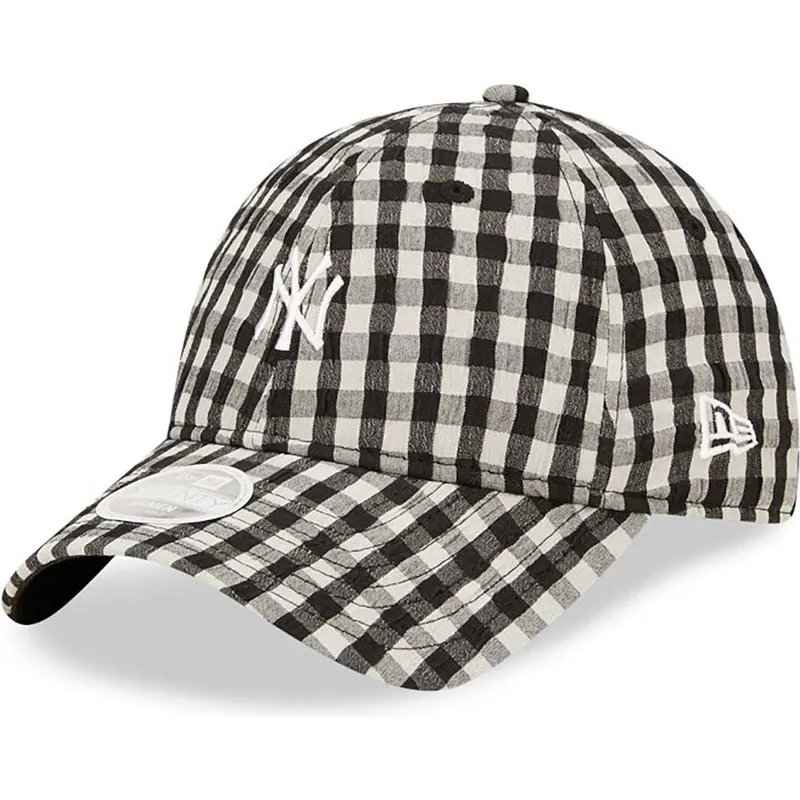 cappelli-curva-nero-cinghia-regolabile-9twenty-gingham-dei-new-york-yankees-mlb-di-new-era