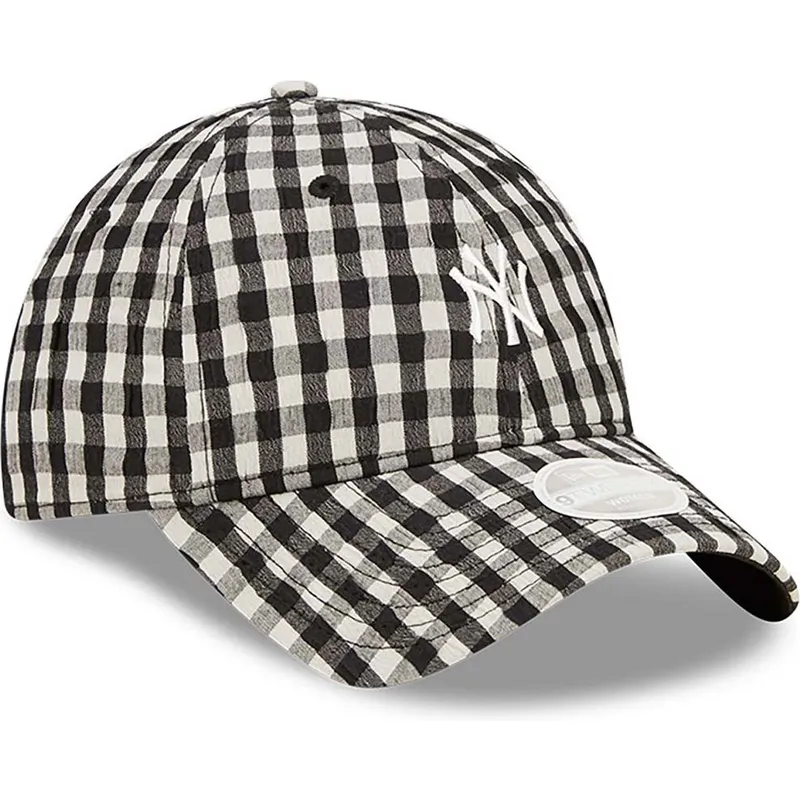 cappelli-curva-nero-cinghia-regolabile-9twenty-gingham-dei-new-york-yankees-mlb-di-new-era
