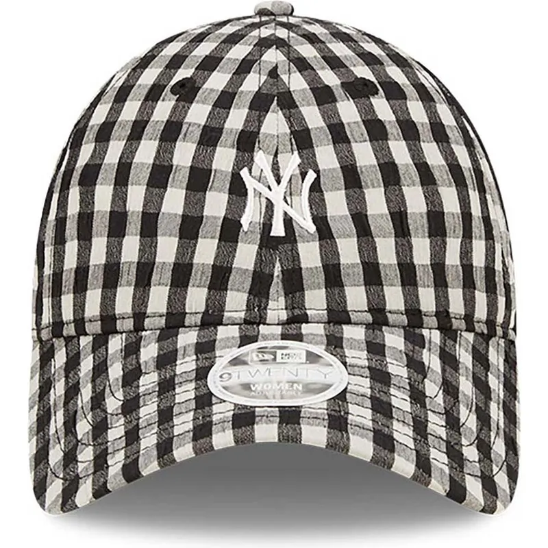 cappelli-curva-nero-cinghia-regolabile-9twenty-gingham-dei-new-york-yankees-mlb-di-new-era