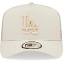 cappellino-trucker-beige-con-logo-beige-a-frame-tech-ripstop-dei-los-angeles-dodgers-mlb-di-new-era