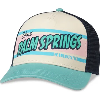 Cappellino trucker beige, blu navy e verde snapback Palm Springs California Sinclair di American Needle