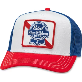 American Needle Pabst Blue Ribbon Valin White, Blue and Red Snapback Trucker Hat