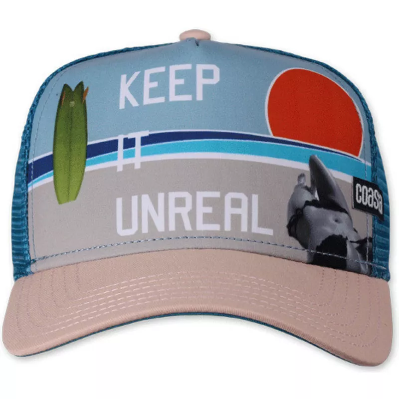 coastal-keep-it-unreal-hft-blue-and-beige-trucker-hat