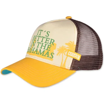 Cappellino trucker giallo e marrone It's Better In The Bahamas HFT di Coastal