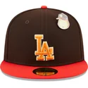 cappello-piatto-marrone-e-rosso-aderente-59fifty-the-elements-fire-pin-dei-los-angeles-dodgers-mlb-di-new-era