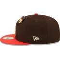 cappello-piatto-marrone-e-rosso-aderente-59fifty-the-elements-fire-pin-dei-los-angeles-dodgers-mlb-di-new-era
