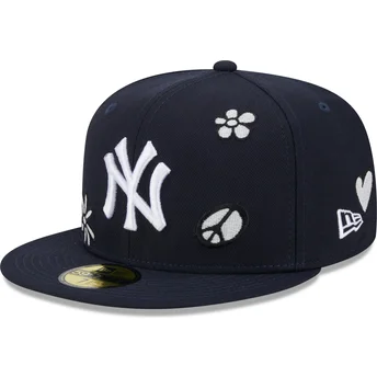 cappello-piatto-blu-marino-chiuso-59fifty-sunlight-pop-dei-new-york-yankees-mlb-di-new-era