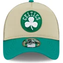 cappellino-trucker-beige-e-verde-9forty-a-frame-all-day-trucker-dei-boston-celtics-nba-di-new-era