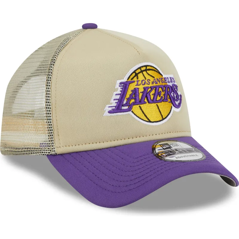 cappelli-curva-beige-snapback-9forty-a-frame-all-day-dei-los-angeles-lakers-nba-di-new-era