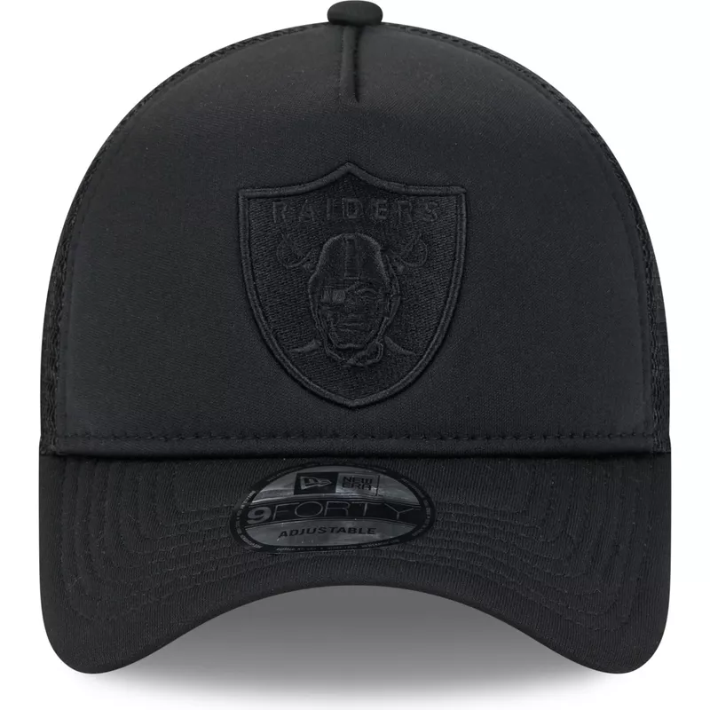 New Era Black Logo 9FORTY A Frame All Day Trucker Atlanta Braves MLB Black  Trucker Hat