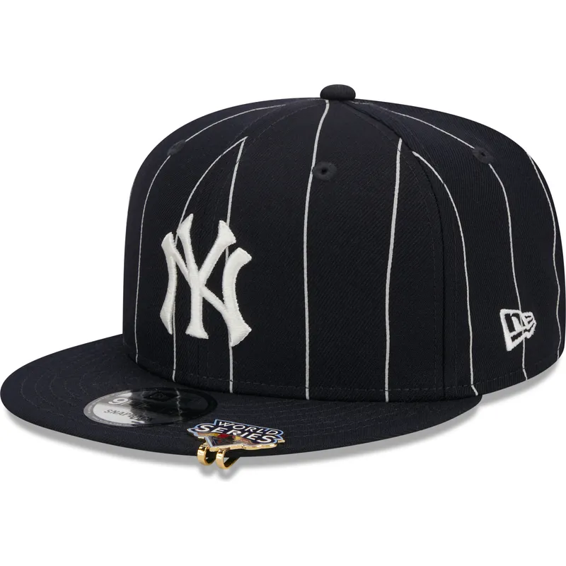 cappello-piatto-blu-marino-snapback-9fifty-pinstripe-visor-clip-di-new-york-yankees-mlb-di-new-era