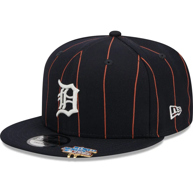 cappello-piatto-blu-marino-snapback-9fifty-pinstripe-visor-clip-di-detroit-tigers-mlb-di-new-era