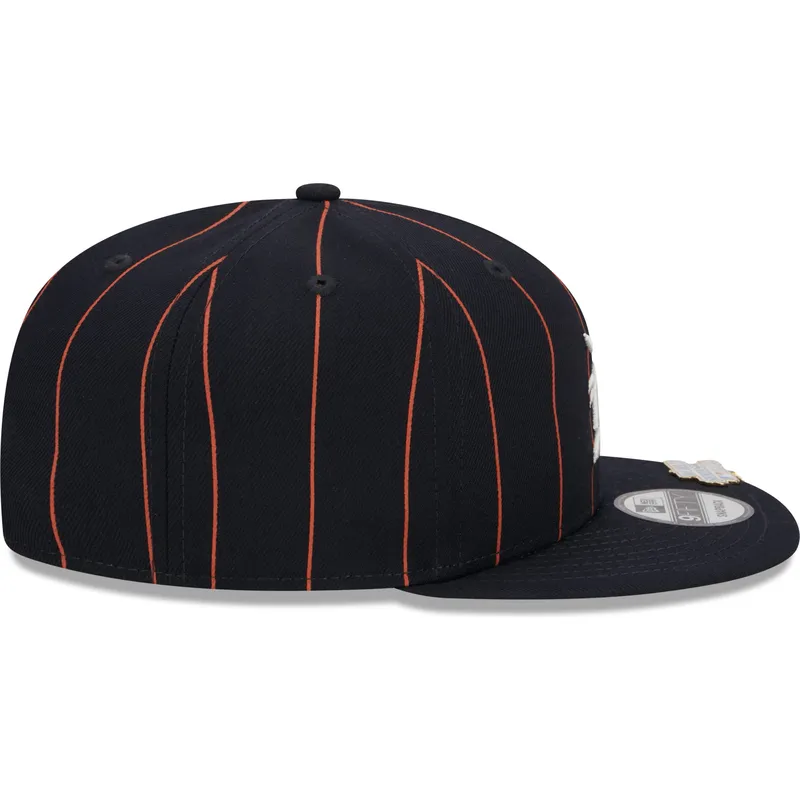 cappello-piatto-blu-marino-snapback-9fifty-pinstripe-visor-clip-di-detroit-tigers-mlb-di-new-era
