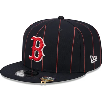 Cappello piatto blu marino snapback 9FIFTY Pinstripe Visor Clip di Boston Red Sox MLB di New Era
