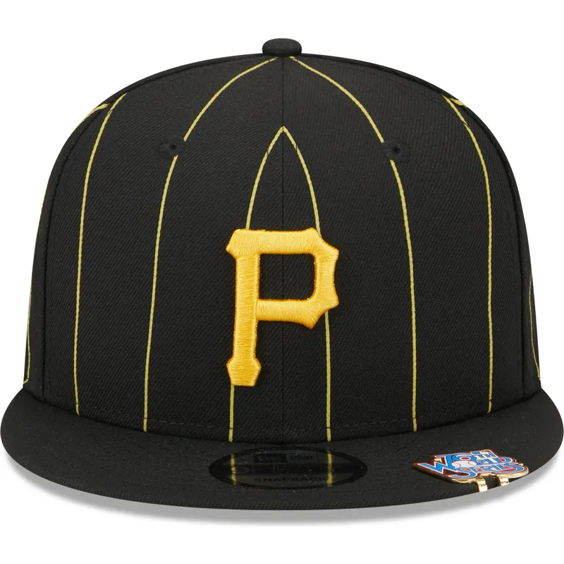cappello-piatto-nero-snapback-9fifty-pinstripe-visor-clip-di-pittsburgh-pirates-mlb-di-new-era