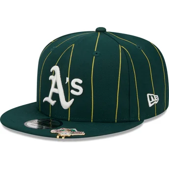 Cappello piatto verde snapback 9FIFTY Pinstripe Visor Clip di Oakland Athletics MLB di New Era