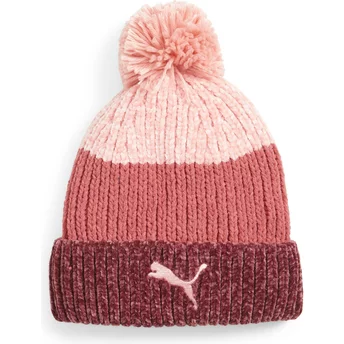 Puma Women Red and Pink Beanie with Pompom
