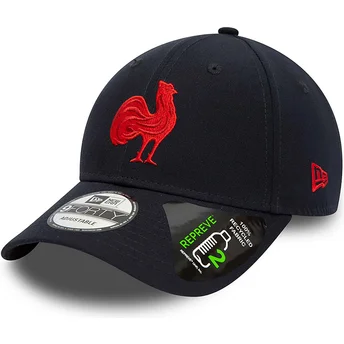 cappelli-curva-blu-marino-cinghia-regolabile-9forty-repreve-team-colour-dei-french-rugby-federation-ffr-di-new-era