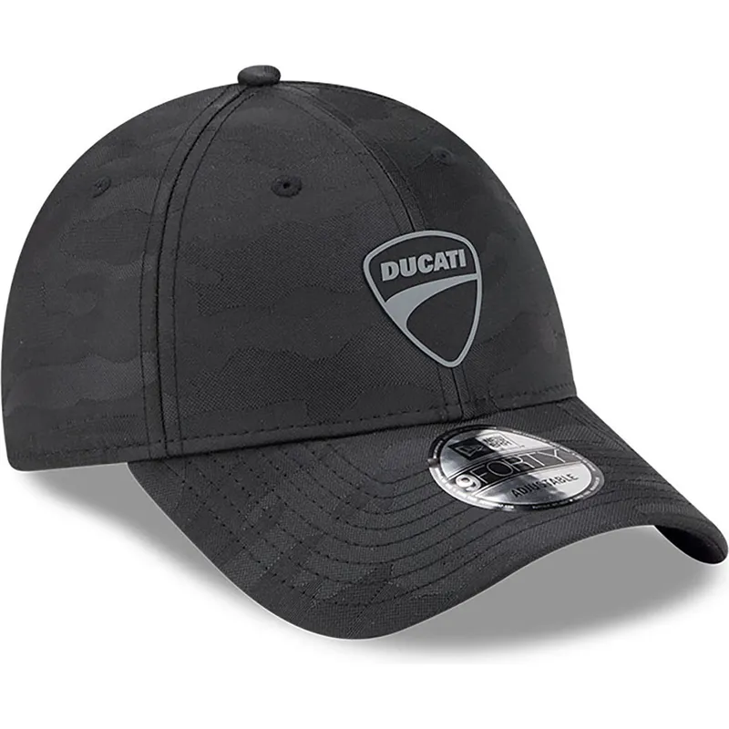 cappellino-visiera-curva-camouflage-nero-regolabile-9forty-di-ducati-motor-motogp-di-new-era