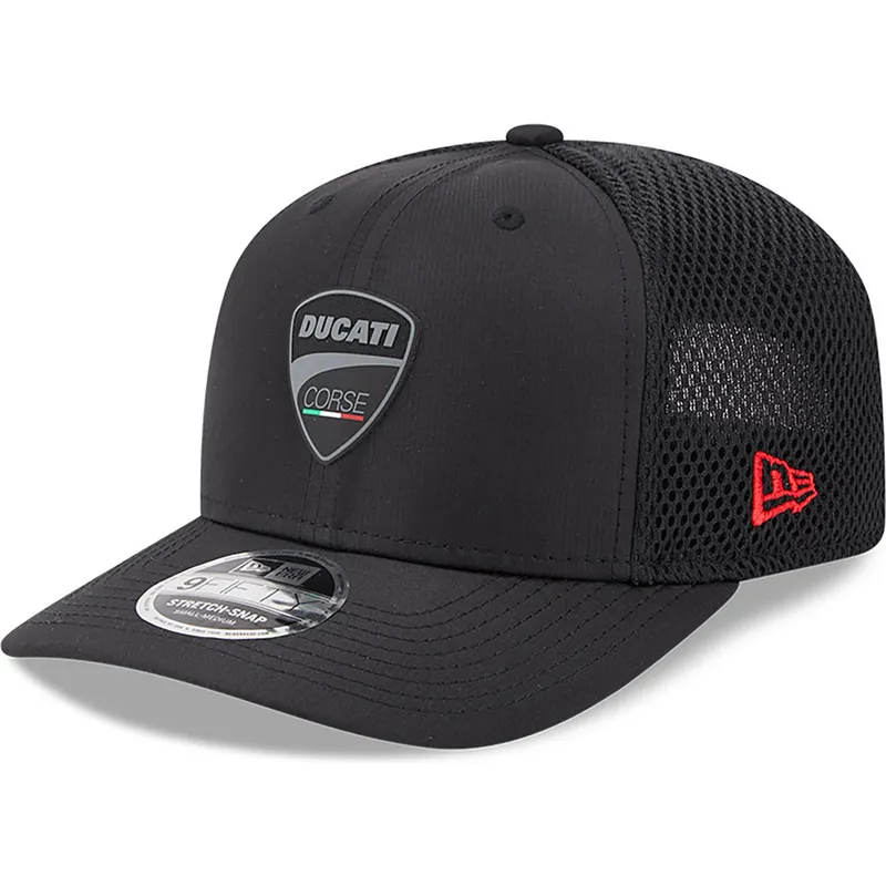 Cappellino Route 66 Uomo – Baseball Biker In Tela Nera Con Ricamo Rosso E Blu, Regolazione Velcro