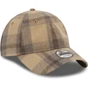 cappellino-regolabile-marrone-a-visiera-curva-9twenty-check-di-new-era