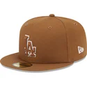 cappellino-piatto-marrone-aderente-59fifty-team-outline-dei-los-angeles-dodgers-mlb-di-new-era