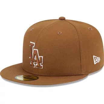New Era Flat Brim 59FIFTY Team Outline Los Angeles Dodgers MLB Brown Fitted Cap