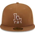 cappellino-piatto-marrone-aderente-59fifty-team-outline-dei-los-angeles-dodgers-mlb-di-new-era