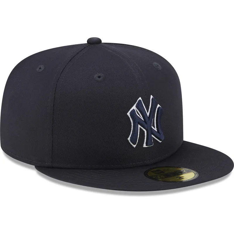 cappelli-piatta-blu-marino-regolato-59fifty-team-outline-dei-new-york-yankees-mlb-di-new-era