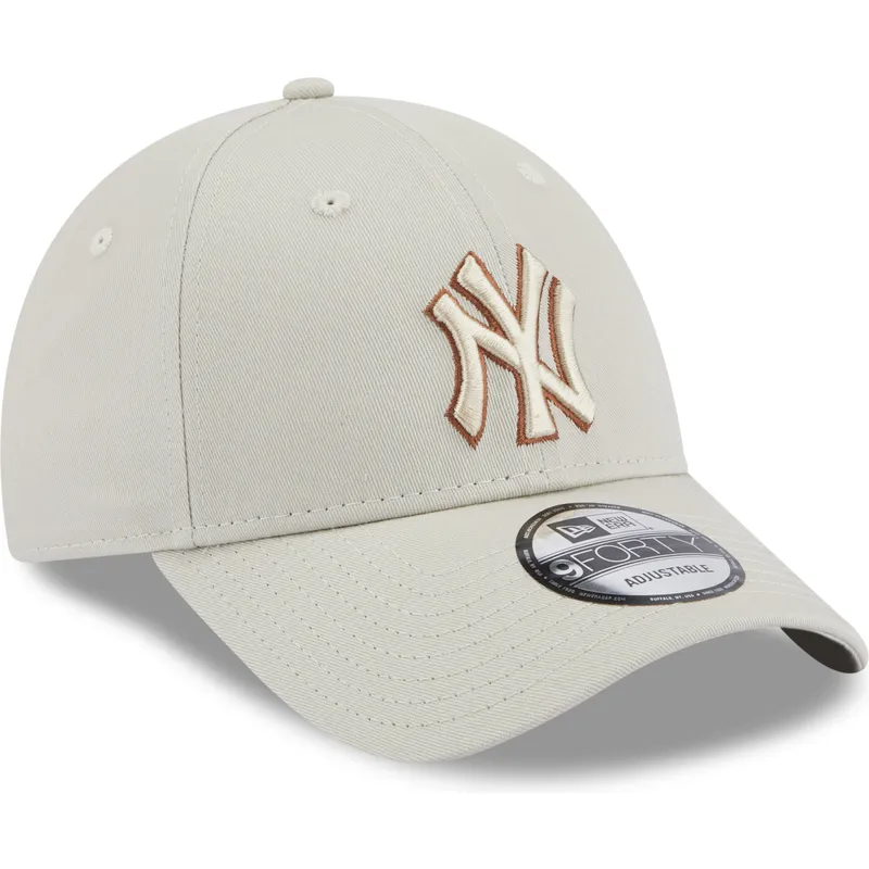 cappelli-curva-beige-cinghia-regolabile-9forty-team-outline-dei-new-york-yankees-mlb-di-new-era