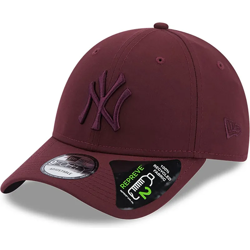 cappelli-curva-rosso-cinghia-regolabile-granate-granate-9forty-repreve-dei-new-york-yankees-mlb-di-new-era