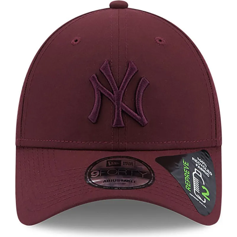cappelli-curva-rosso-cinghia-regolabile-granate-granate-9forty-repreve-dei-new-york-yankees-mlb-di-new-era