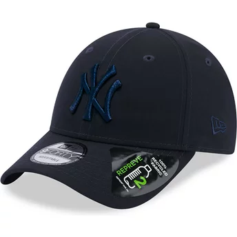 New Era Curved Brim Navy Blue Logo 9FORTY Repreve New York Yankees MLB Navy Blue Adjustable Cap