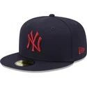 cappellino-blu-navy-a-visiera-piatta-aderente-con-logo-rosso-59fifty-league-essential-dei-new-york-yankees-mlb-di-new-era